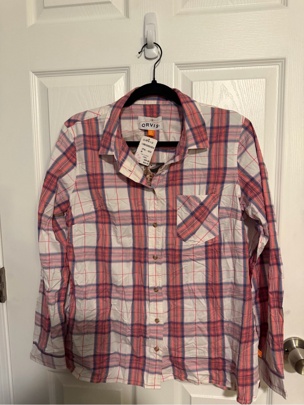 Orvis Pink Blue Plaid Button-Down Shirt